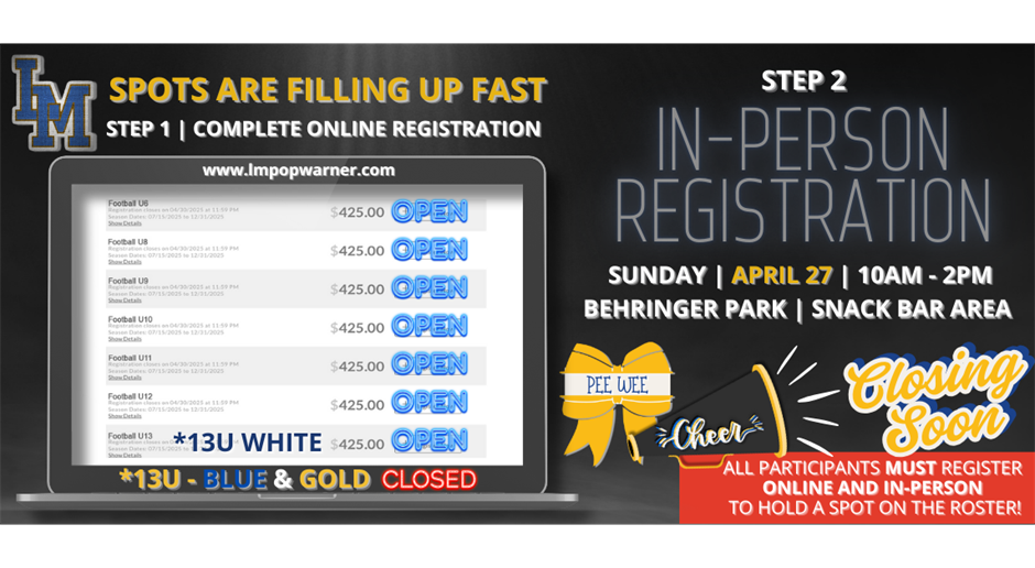 IN-PERSON REGISTRATION -  SUNDAY, APRIL 27